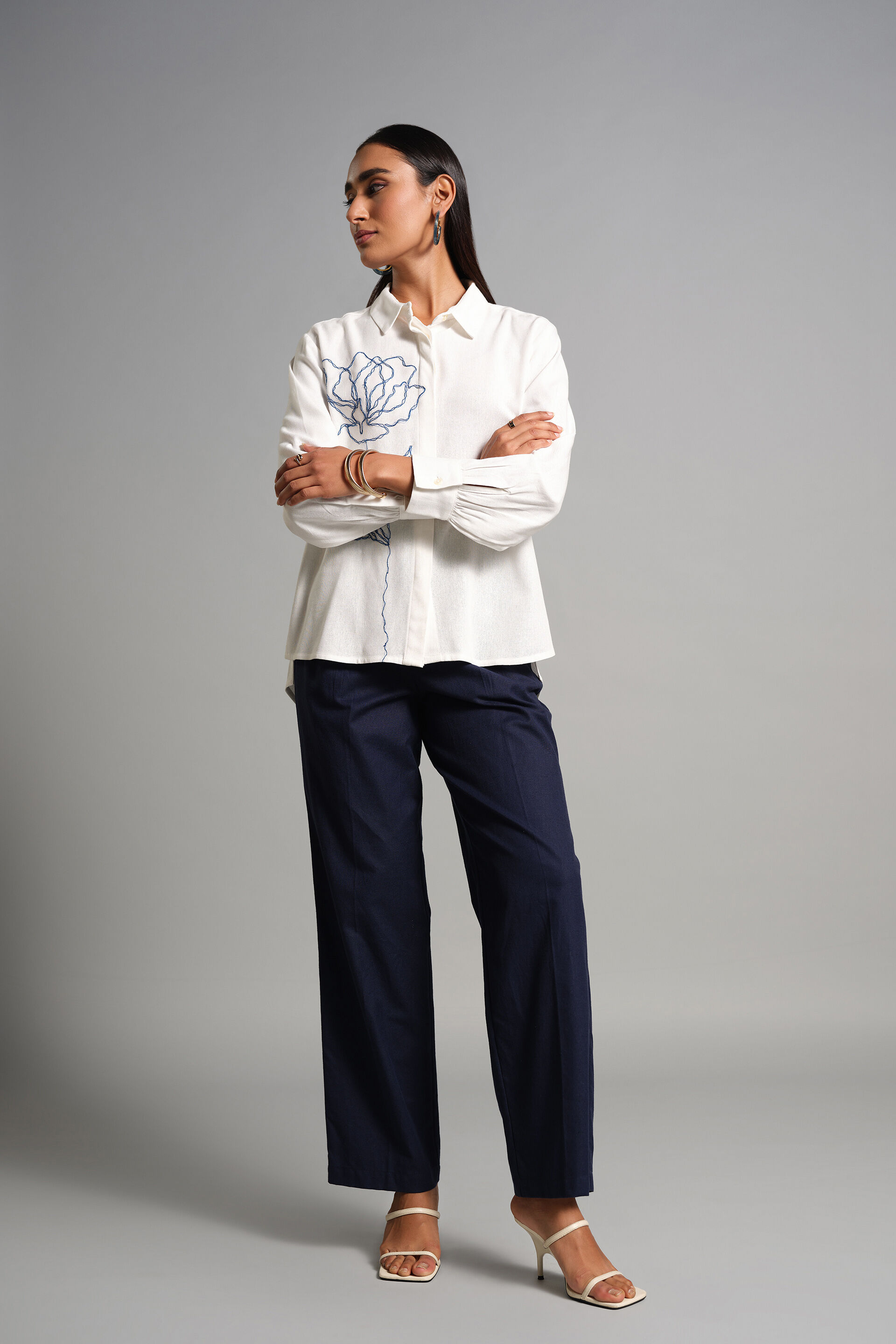 Flower Canvas Shirt, White, image 2